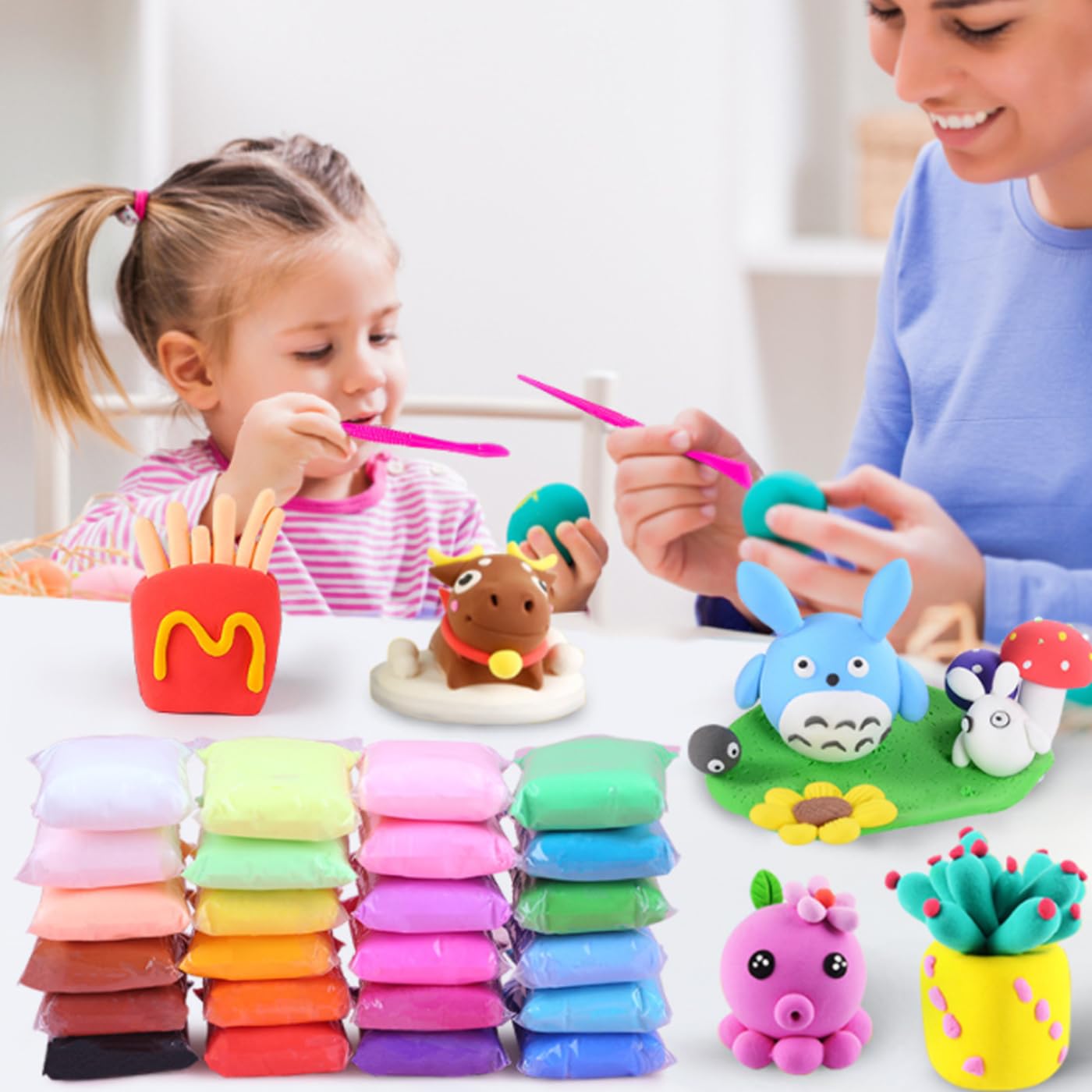 24 Pcs Air Dry Clay for Kids