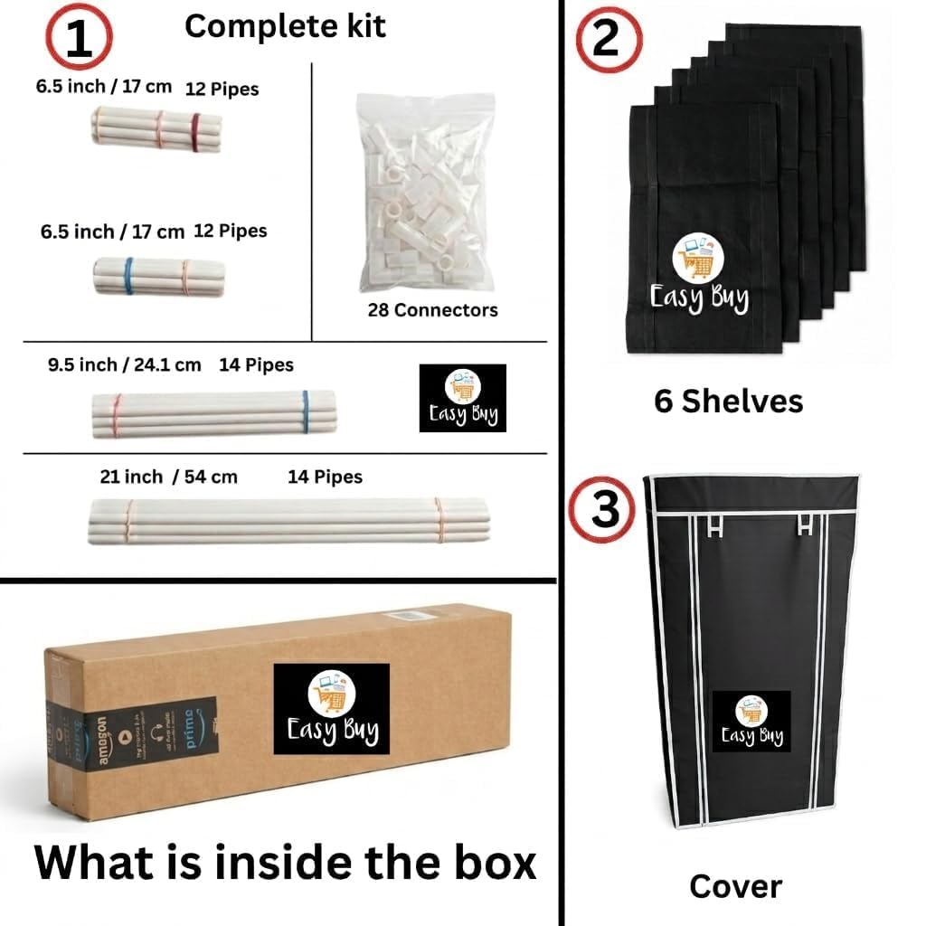 6 Shelf Black Shoe Rack with Dust Cover